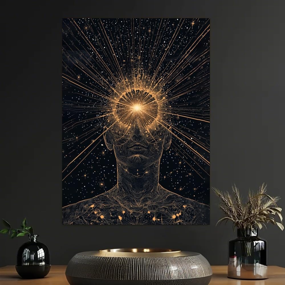 CWZBFEH 1pc A Flash of Inspiration in The Brain Poster Canvas Wall Art for Home Decor, Surrealist Style Poster Wall Decor(45x60cm/No frame)
