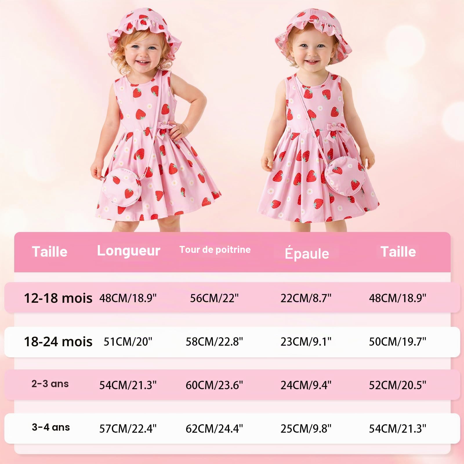 Robe d'été pour Filles en Bas âge avec Chapeau de Soleil et Sac Mignon Tenues décontractées sans Manches avec nœud pour bébé Vêtements de Plage pour bébé