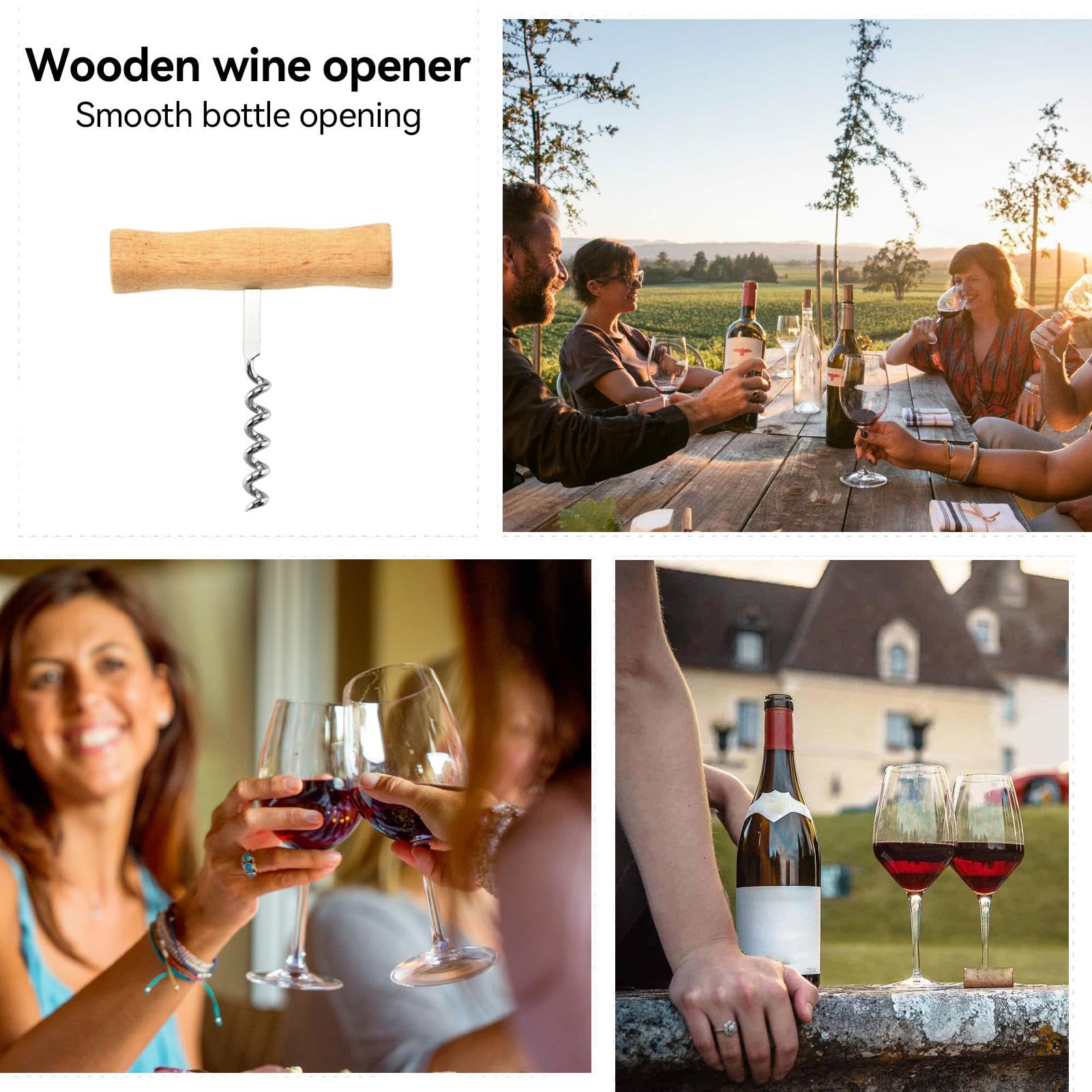 Tire-bouchon En Forme De T, Ouvre-bouteille De Vin à L'ancienne, En Acier Inoxydable, Portable, Facile à Visser, à Tirer Et à Visser, Tire-bouchon Avec Poignée En Bois Pour La Maison