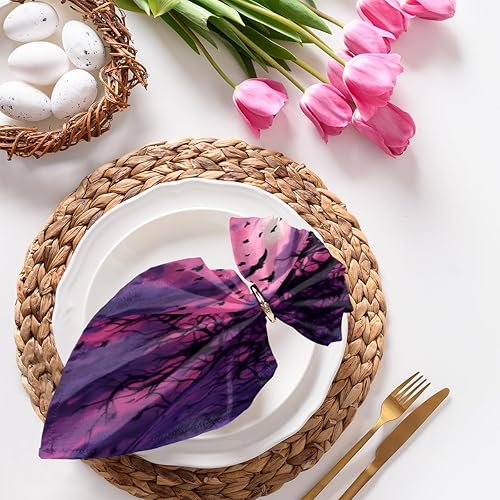 Juego de 4 servilletas de tela de árbol psicodélico de 20 x 20 pulgadas, plantas abstractas, lavables, reutilizables, servilletas de cocina,