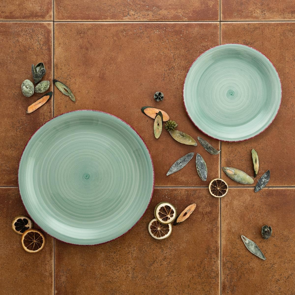 Set 18 Platos Porcelana Color Turquesa