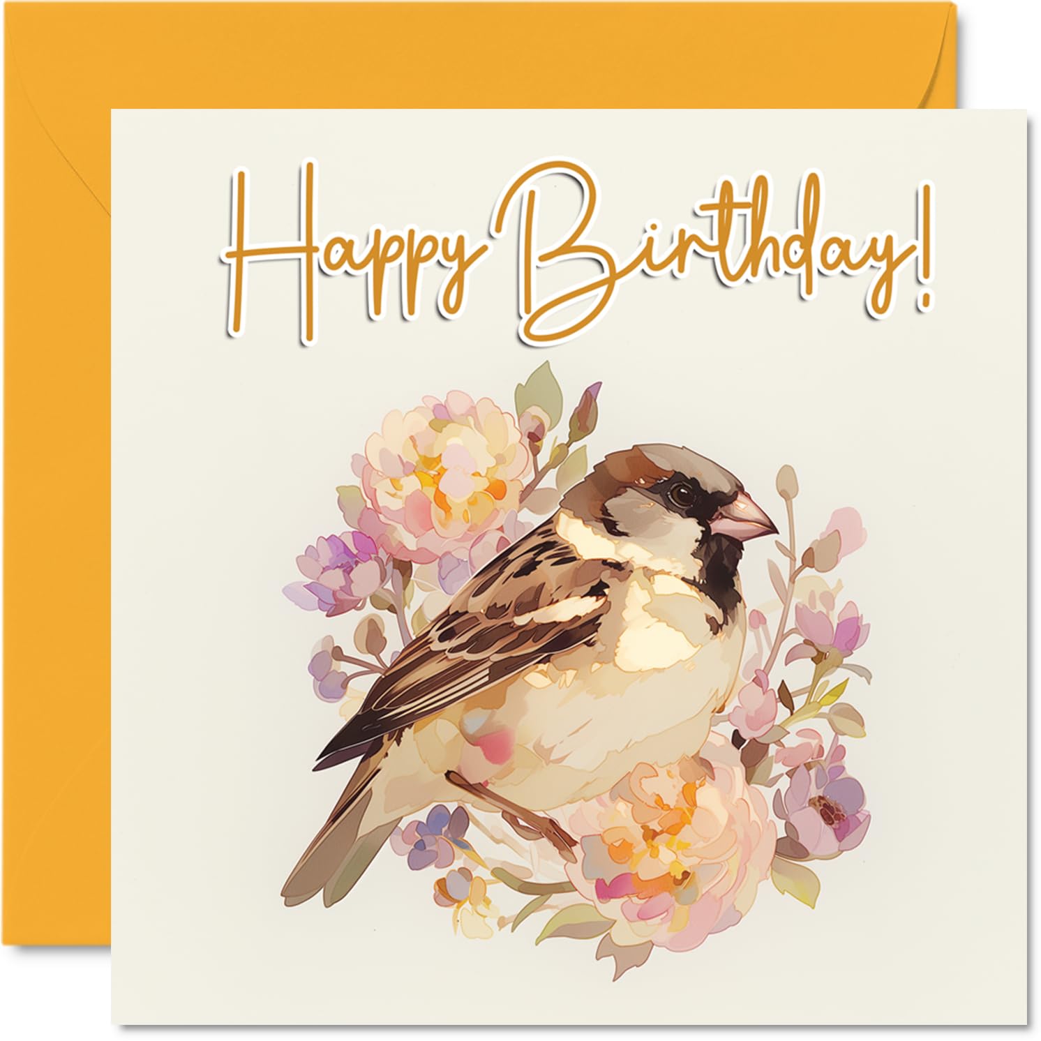 Finch Birthday Cards - Floral Birds - Happy Birthday Card for Mum Dad Brother Sister Auntie Uncle Cousin Friend Family Colleague 145mm Bday Greeting Cards
