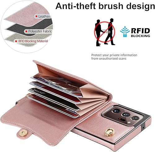 Miniatura 8 de Funda para Samsung Galaxy Note 20 de 6.7 pulgadas, bandolera con correa de hombro, funda protectora de moda para Galaxy Note 20 (oro rosa)