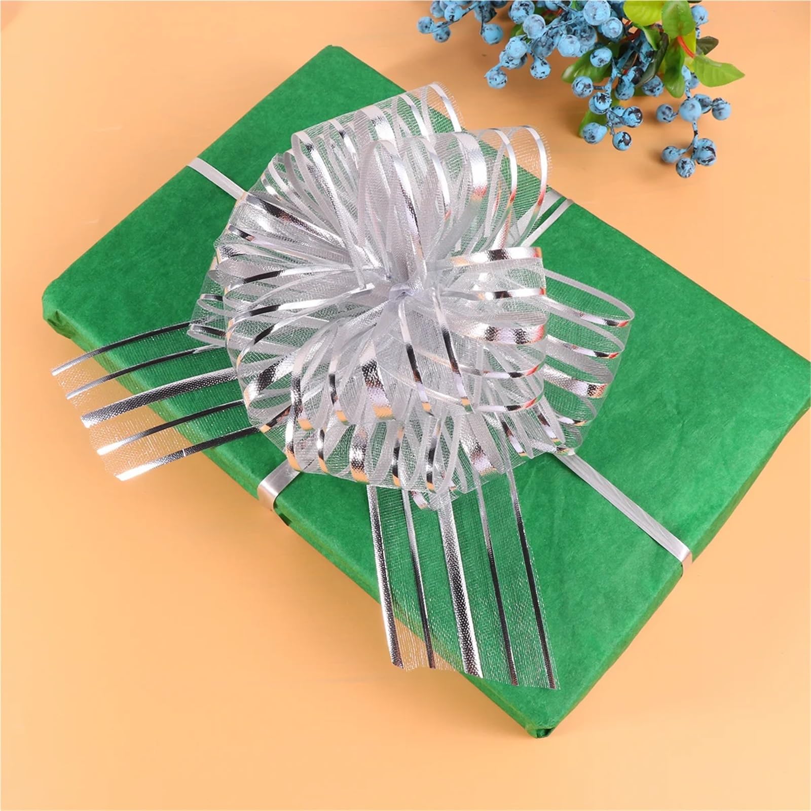 Zugschleifen, handgezogene Schleife, verdickte Geschenkdekorationen für Weihnachten, Hochzeit, Party, Gastgeschenke, Taschen, Baumfenster, 20 Stück (grün)