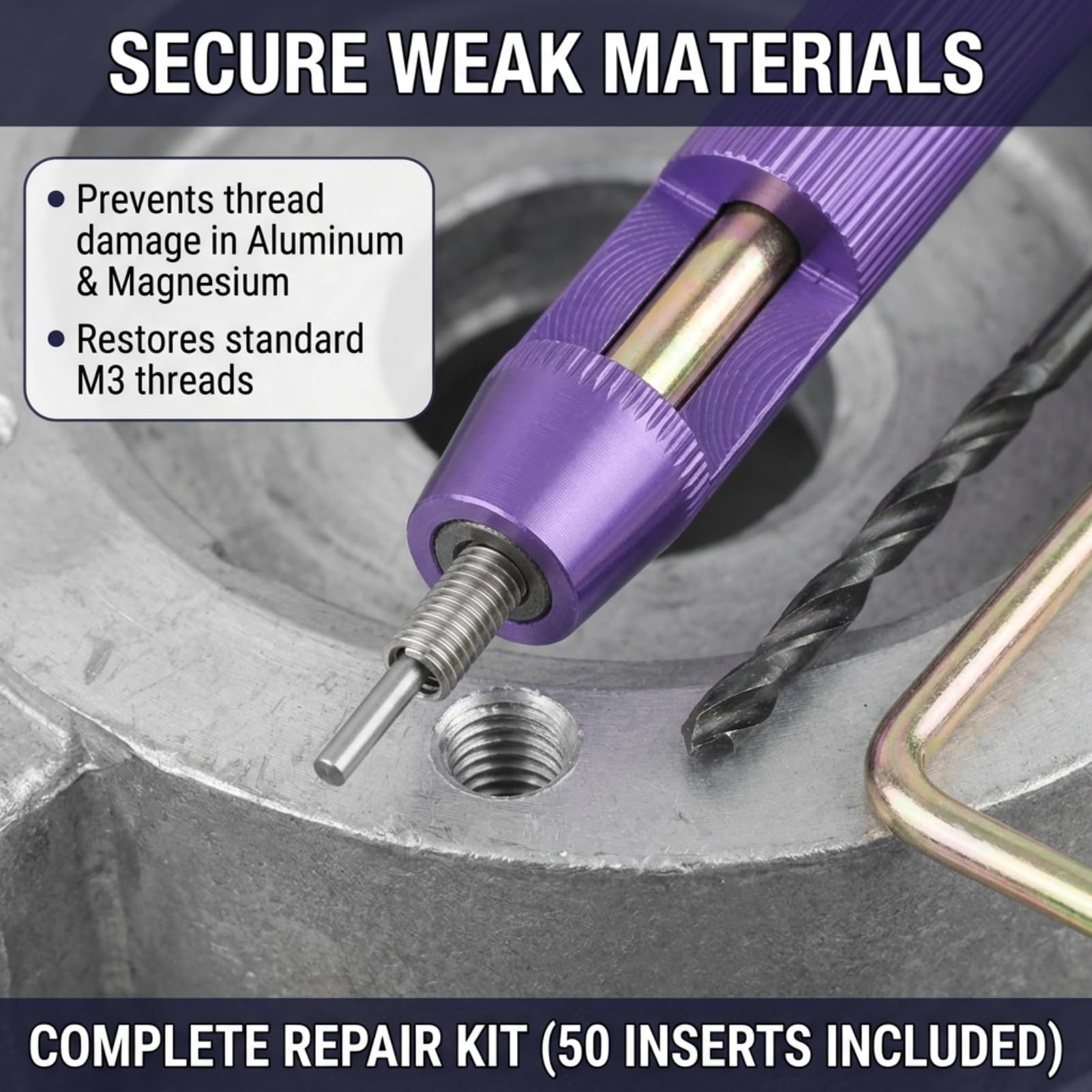 M3 Helicoil Thread Repair Kit - Restore Damaged Threads -3