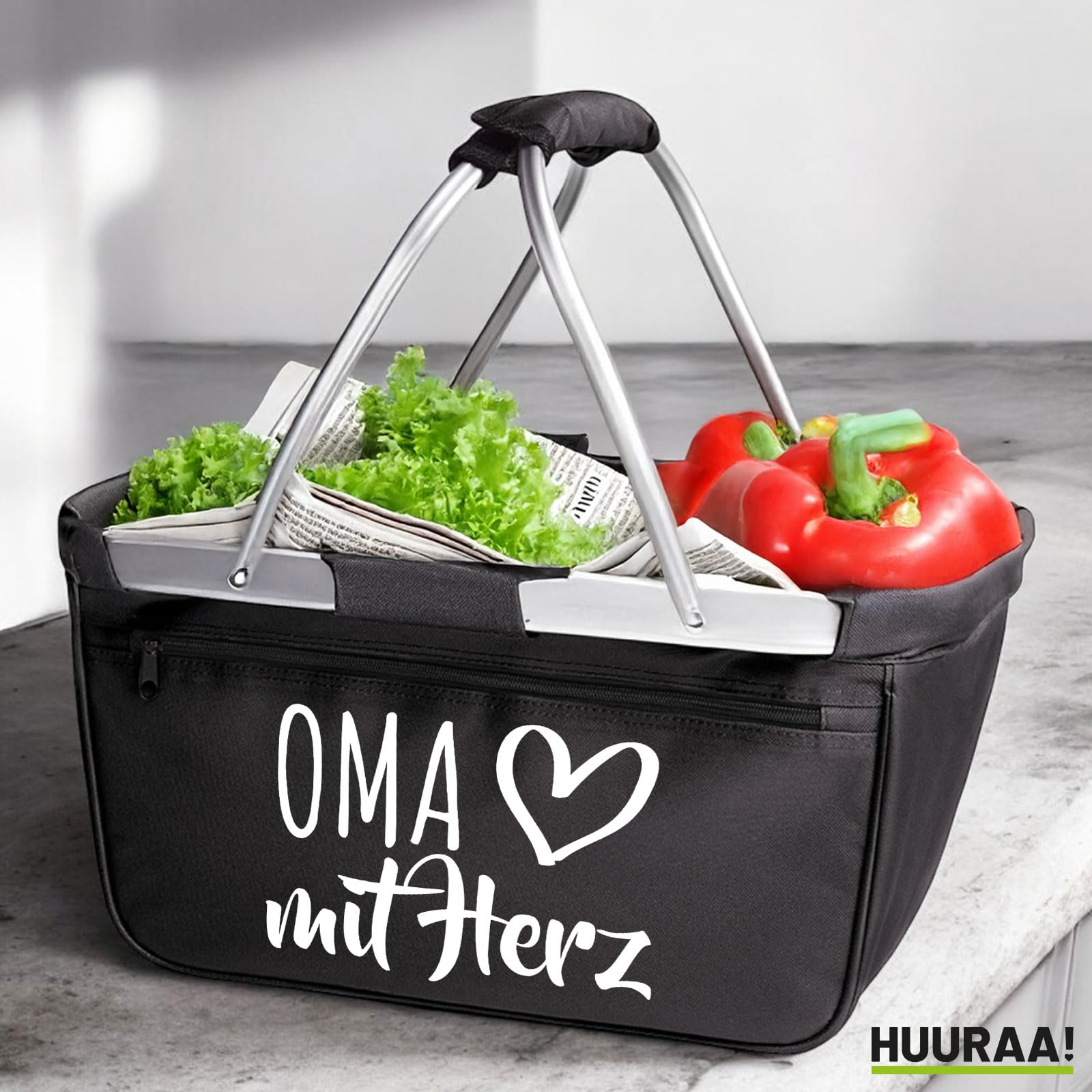 Huuraa Einkaufskorb Oma mit Herz Geschenk