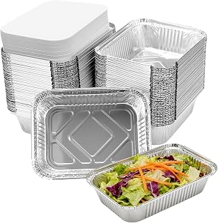 120 Pack Aluminum Foil Pans with Lids, 7.6x5.7 Inch Small Foil Pans Aluminum Baking Pans for Cooking,Baking,Food Storage,Packaging