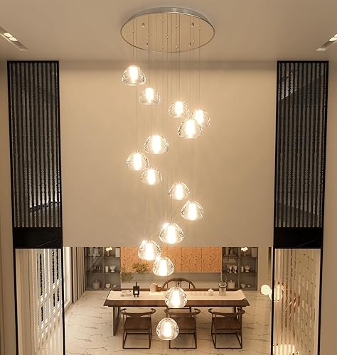 Candelabros modernos de 14 luces para entrada de techo alto, escalera, luces largas, lámpara de techo LED, luz de techo de burbujas, ajuste de