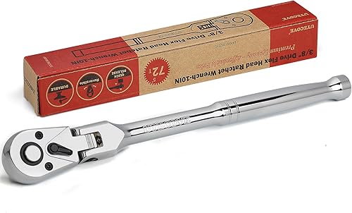 Trinquete de accionamiento de 38 pulgadas, trinquete de cabeza flexible 38 llave de trinquete, llave de enchufe, cabeza Cr-Mo de liberación rápida