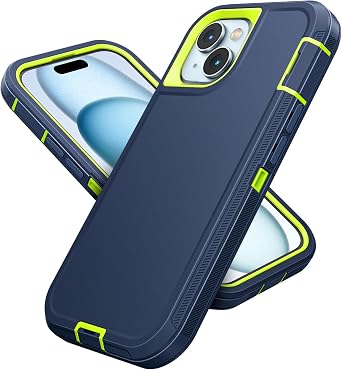 Jelanry Case for iPhone 15 5G 6.1-inch, Heavy Duty Rugged & Dual-Layer Protection with Port Anti dust/Shockproof Dropproof/Anti-Scratch Matte Armor Phone Case Back Cover for iPhone 15, Blue/Green