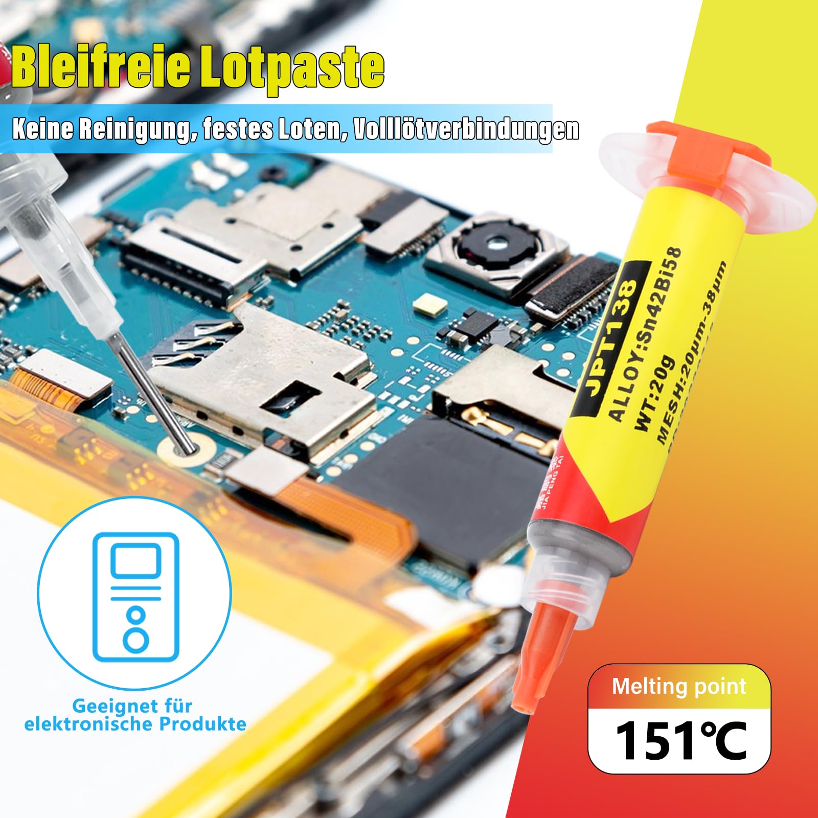 Pasta Saldante Senza Piombo Sn64Bi35Ag1 - Per Saldatura Professionale PCB E SMD - Foto 5