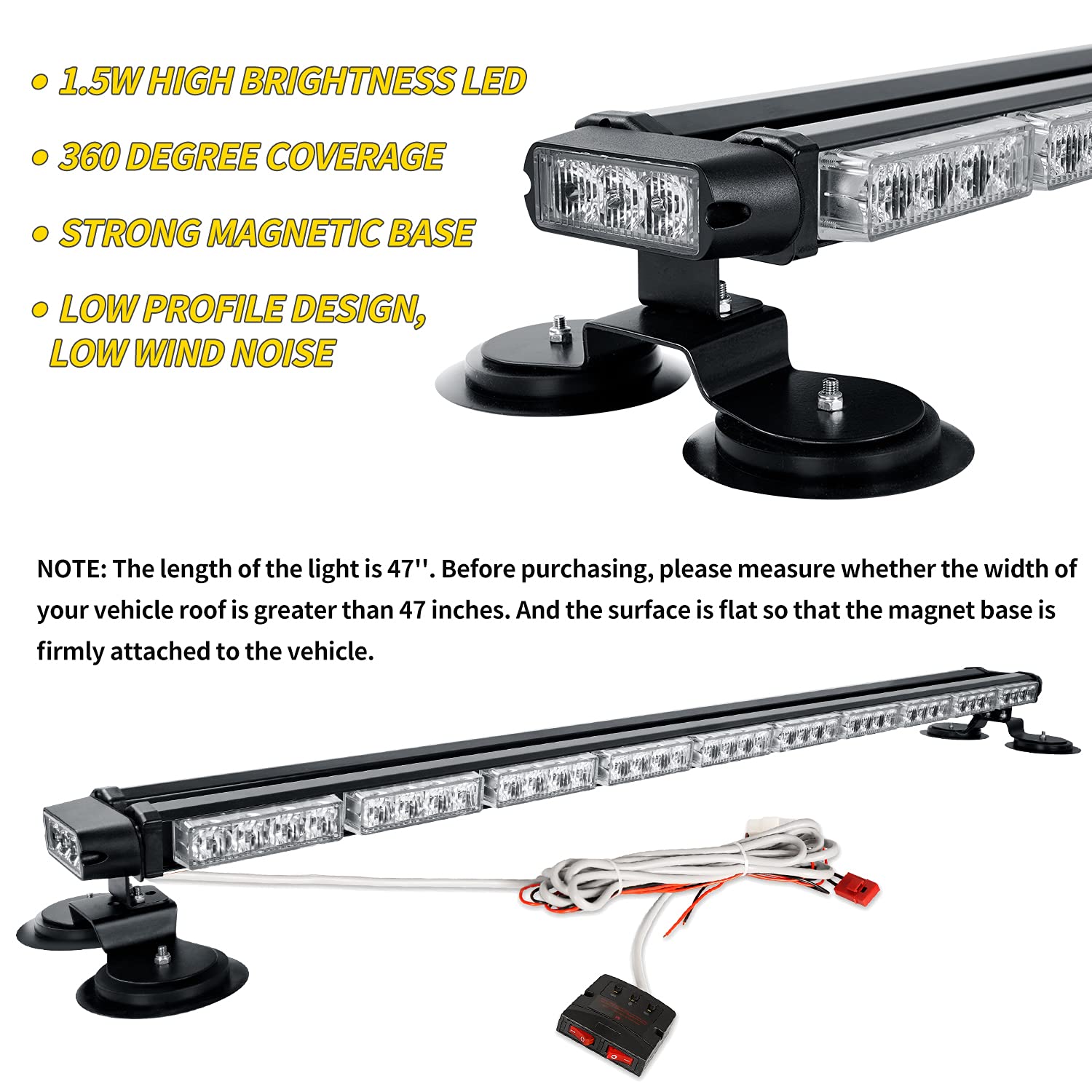 ASPL 16.8" LED Strobe Flashing Light Bar 26 Modes Emergency - View #7