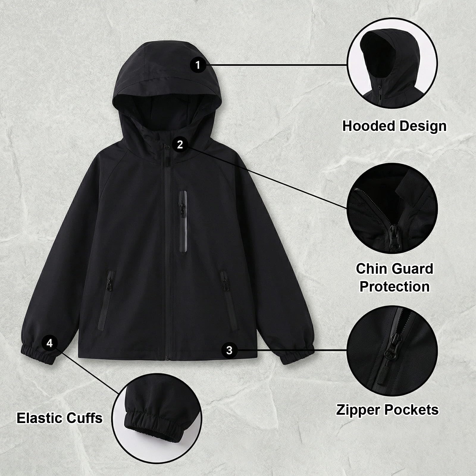 Giacca Impermeabile Ragazza Ragazzi, Mantella Antipioggia Antivento con Strisce Riflettente, Unisex Giubbotto Bambino Bambina Leggera Traspirante Cappotto Bambini 5-13 Anni