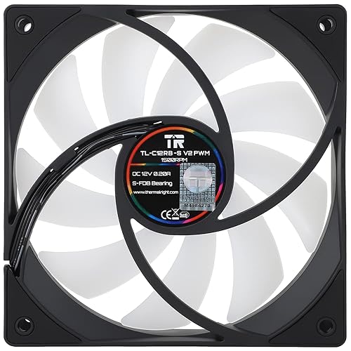 Miniatura 9 de Thermalright Ventilador de CPU TL-C12RB-S V2, enfriador de carcasa ARGB de 4.724 in, conector PWM de 4 pines ventilador silencioso de inversa para