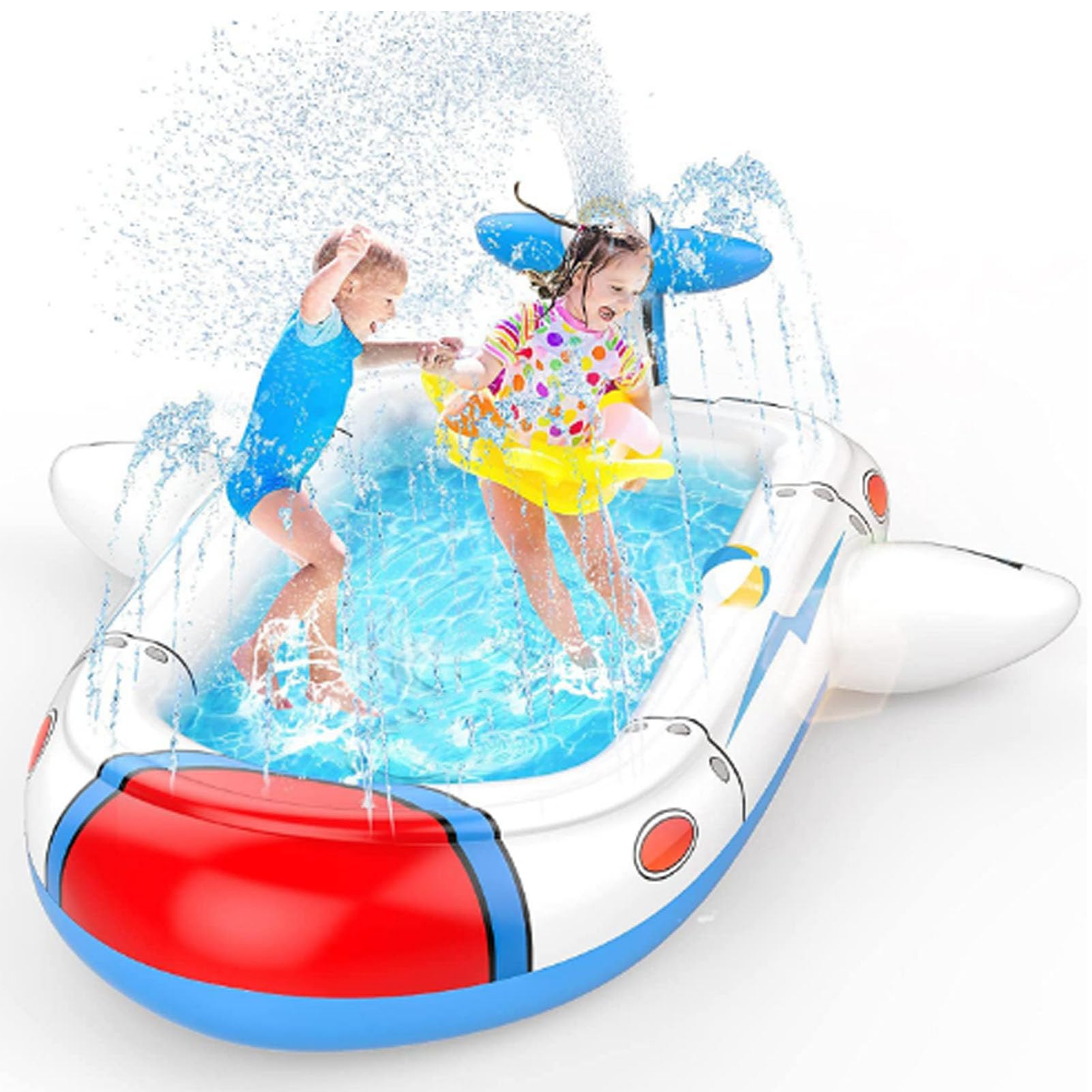 Almohadilla de Aspersor, Apariencia de Dirigible Multiusos Material de PVC Linda Piscina de Aspersores para Juegos Al Aire para Niños Pequeños