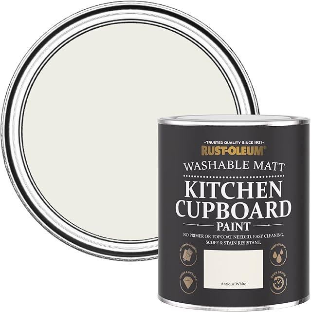 Rust-Oleum Off White Kitchen Cupboard Watercolour Paint in Matt Finish - Antique White 750ml
