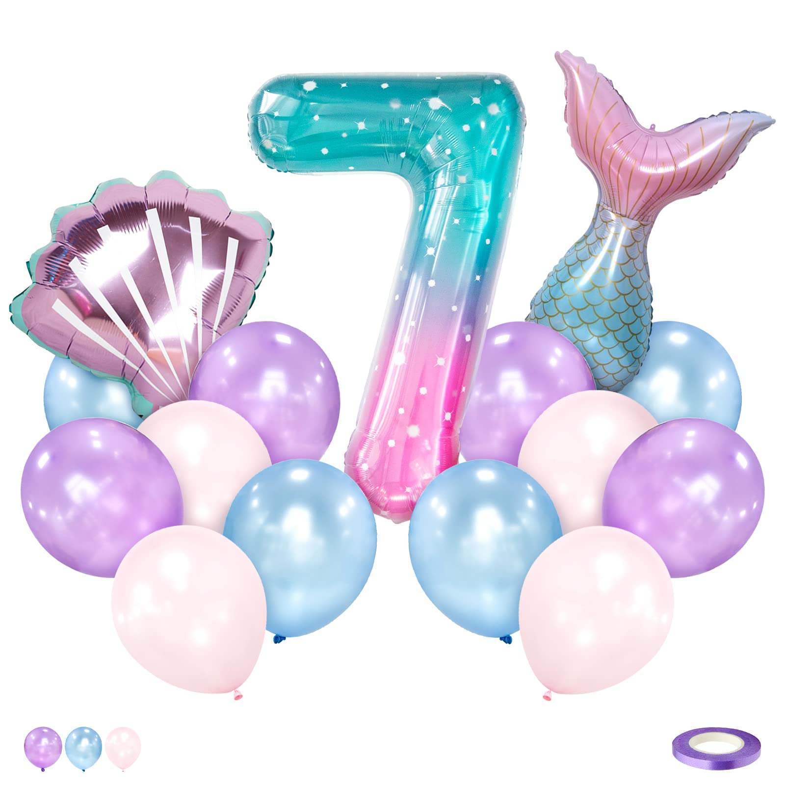 Palloncini Sirena 7 Anni 101 Cm Giganti Palloncino Numero 7 - Foto 5