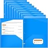 Henoyso 36 Pcs 2 Pocket Plastic Folders with Clear Front Pocket 3 Hole Punched File Folder Letter Size Take Home Documents Holder for Paper Holder Office Business Back to School Supply Blue