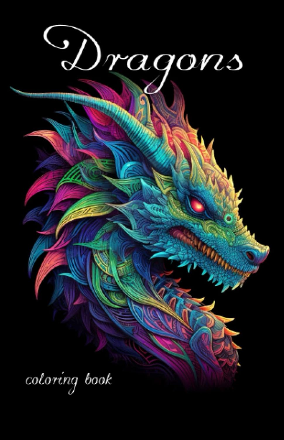 Amazon.com: Fantasy Dragon Coloring Book for adults with black ...