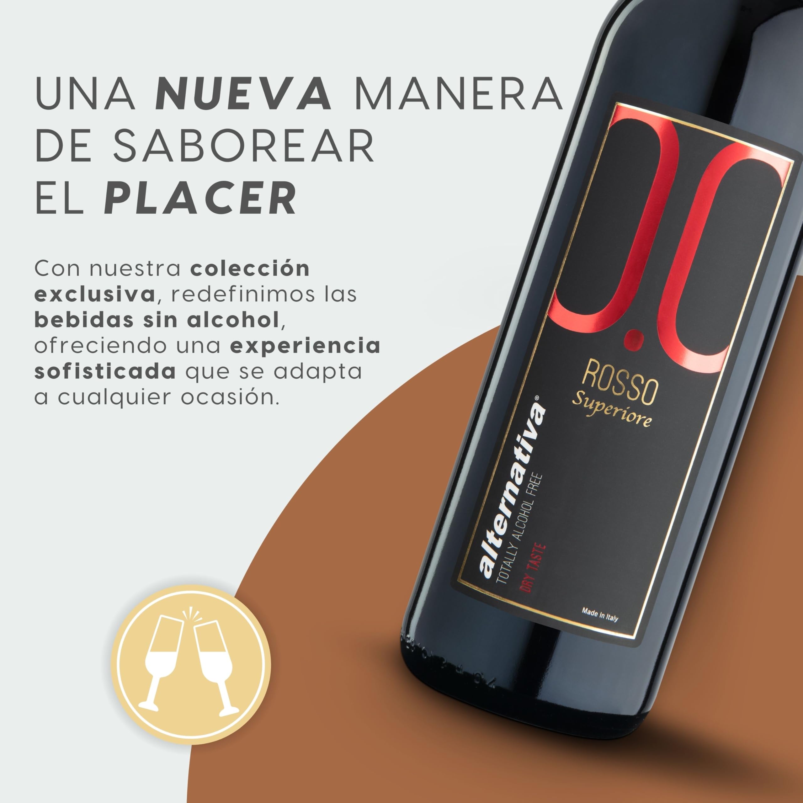 ALTERNATIVA Vino Tinto Sin Alcohol 0,0% - Pack de 6 Botellas de 750ml - Perfecto para Celebraciones, Regalos
