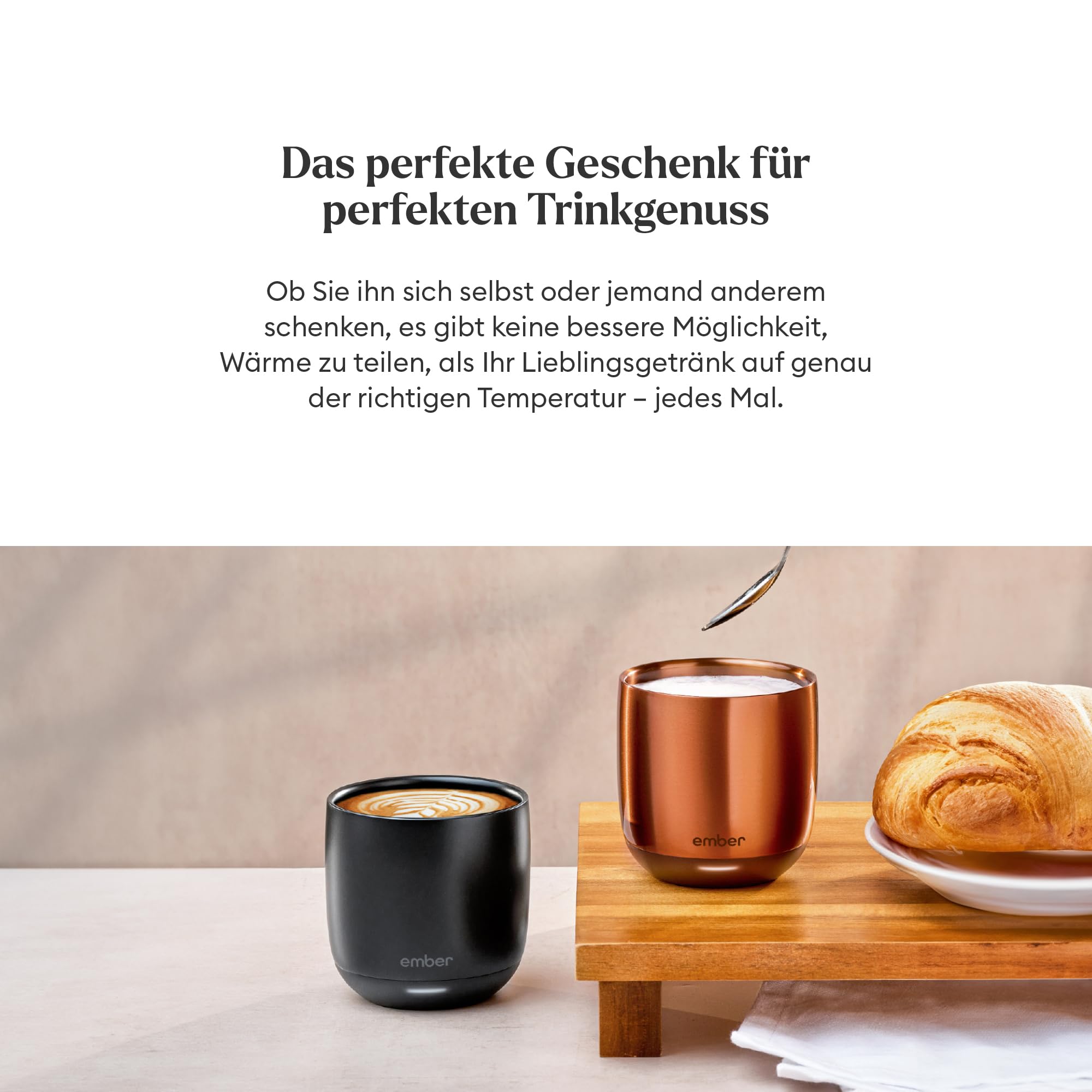 Ember Smart Cup mit Temperatureinstellung – 178, per App steuerbar, wiederaufladbarer, aufheizbarer Kaffeebecher mit Intelligent LED Display, 1,5-Stunden-Akku, Schwarz