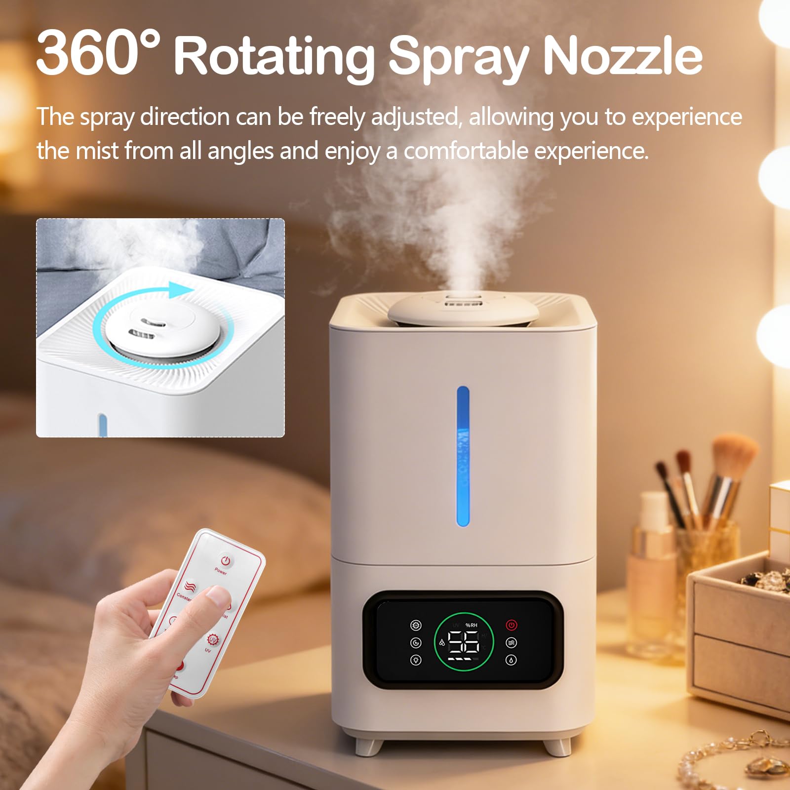 Humidificador de Aire para Plantas, Humidificador Ultrasónico Inteligente de llenado Superior con Humedad Ajustable y Temporizador