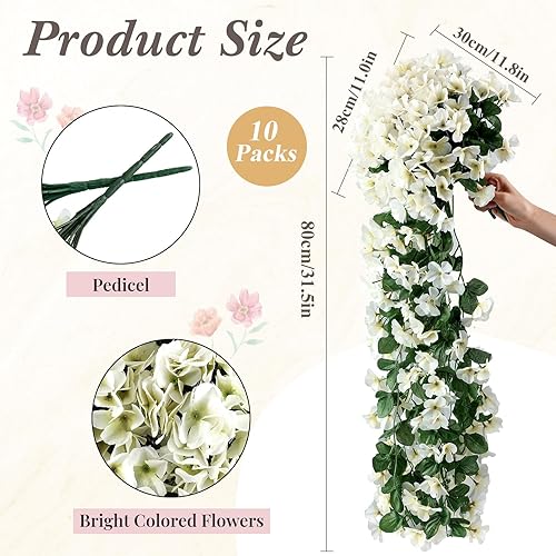 Miniatura 8 de Yuxung Paquete de 10 flores colgantes artificiales, plantas colgantes falsas, hiedra violeta, plantas colgantes falsas para pared, hogar, patio,