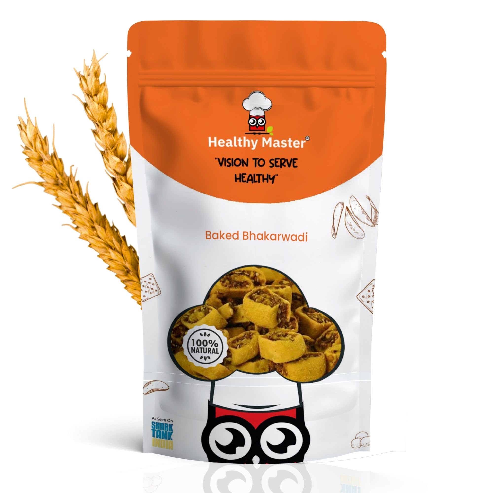 Healthy Master Baked Bhakarwadi 250g | Healthy Namkeen Snack with Authentic Gujarati Taste | Crispy & Wholesome Baked Snacks | Bhakarwadi for Anytime Munching | No Palm Oil, Preservatives or MSG | High-Fiber & Diet-Friendly