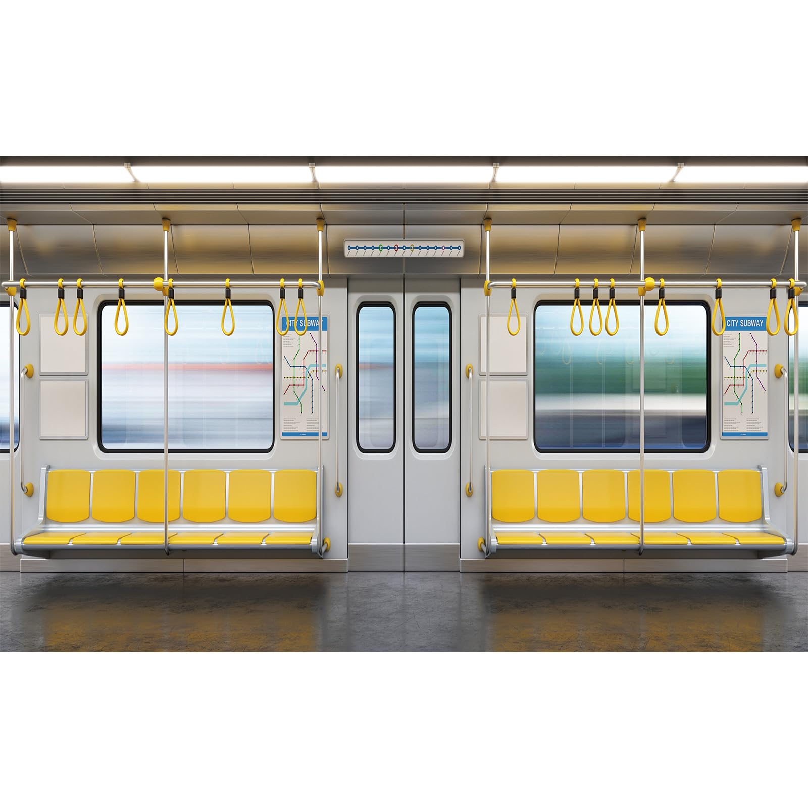 Interior City Subway Backdrop 3D Metro Subway Transportation Empty Public Seat Photography Background Birthday Party Interior Subway Backdrop