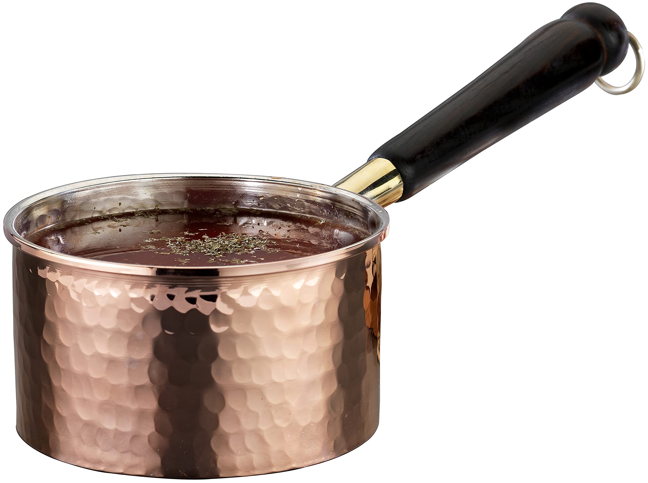 Stunning Handmade 1mm Solid Copper Multipurpose Pot, Copper Saucepan & Butter Warmer with Wooden Handle (0.8 Quarts-5"x2.7")