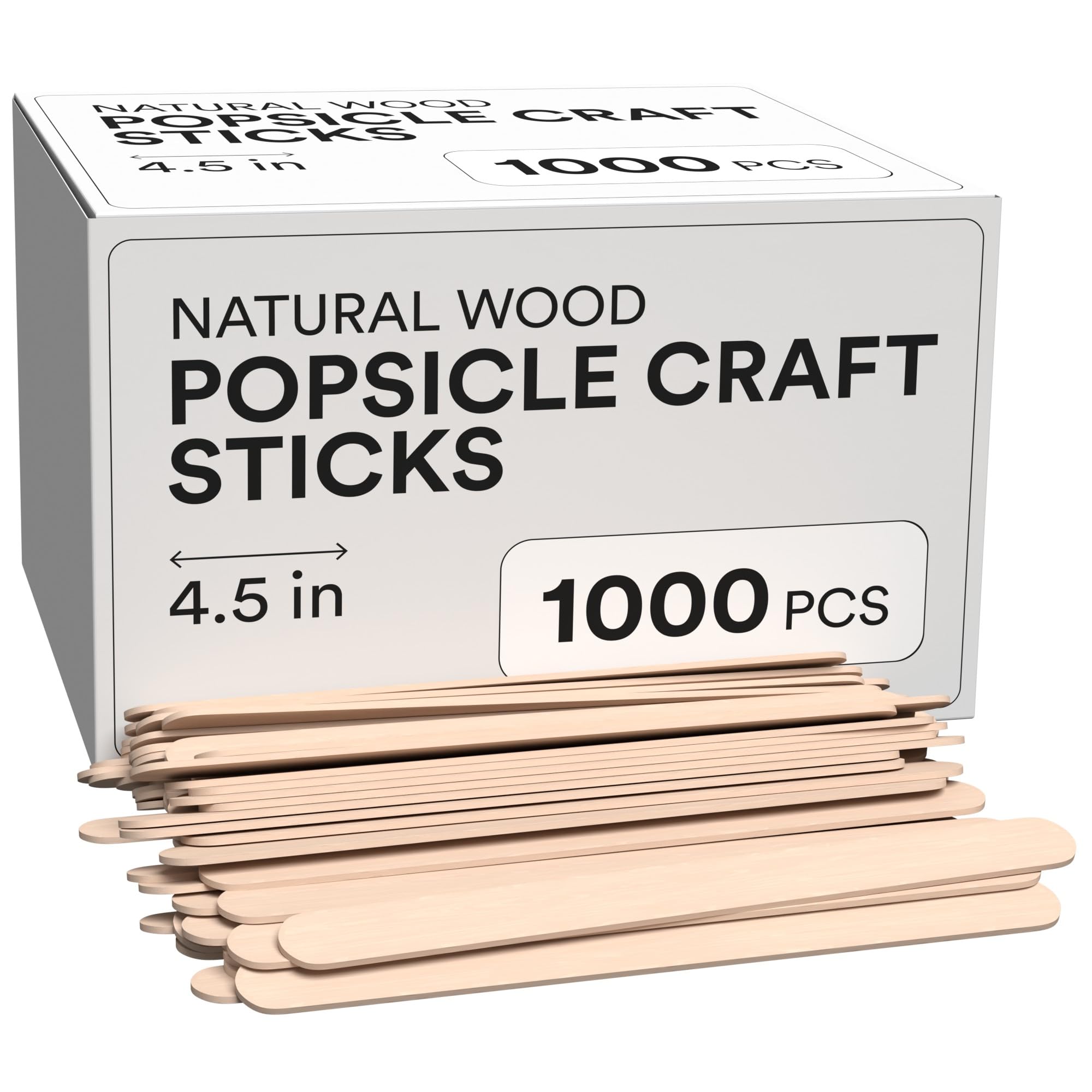 Popsicle Sticks for Crafts Wooden Multi-Purpose Sticks Craft Sticks Popsicle Bulk Waxing Stick Palitos De Madera Ice Cream Stick (1000 Pack)
