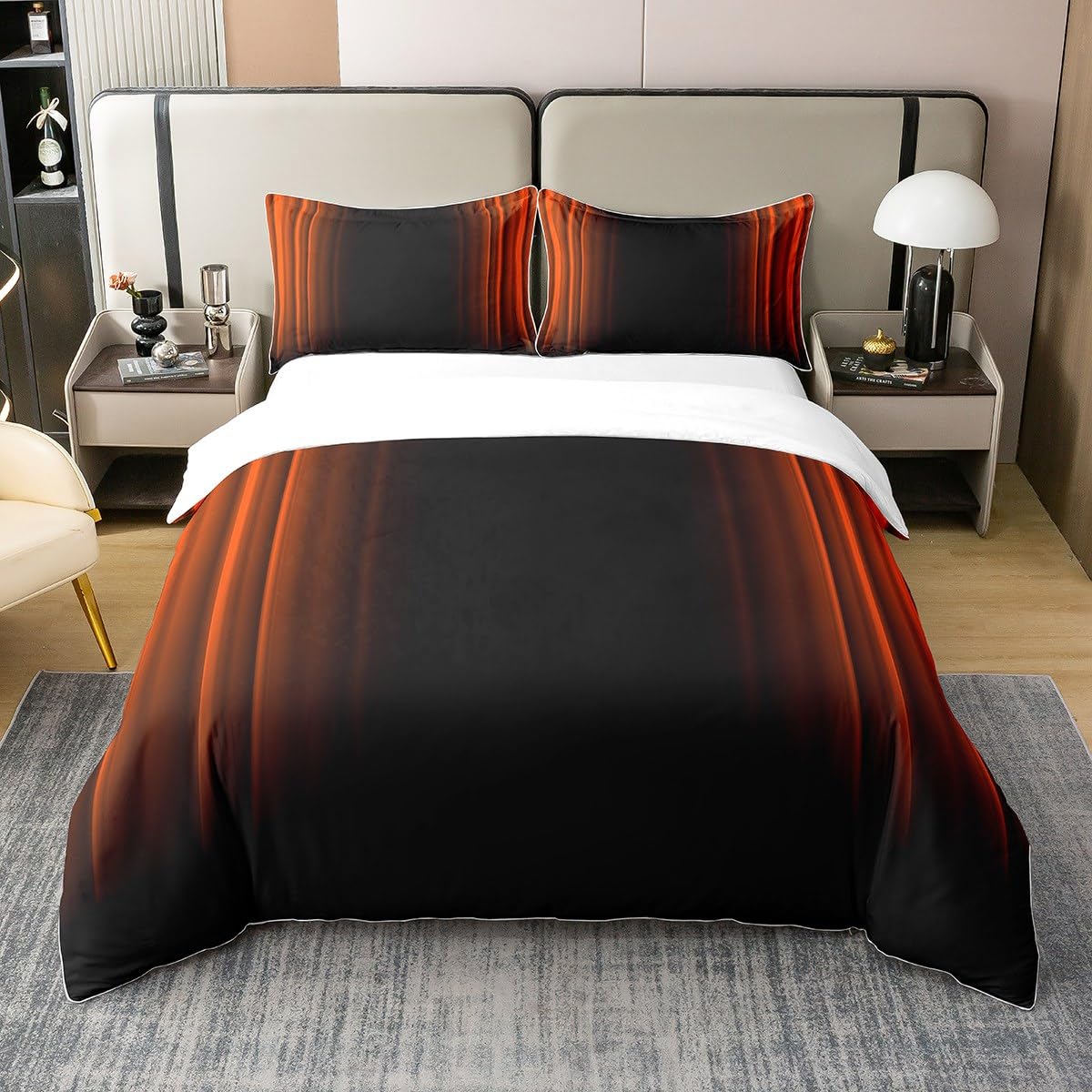 Parure de lit coton fermeture clair lit super king size rayures
