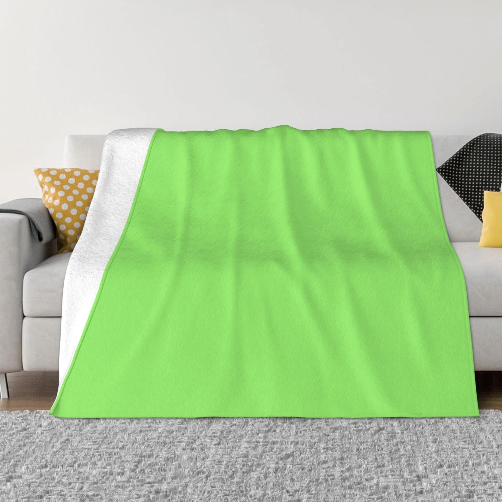 Manta de viaje portátil de 80 x 60 pulgadas, suave, resistente a las arrugas, plegable, color sólido, estampado verde claro