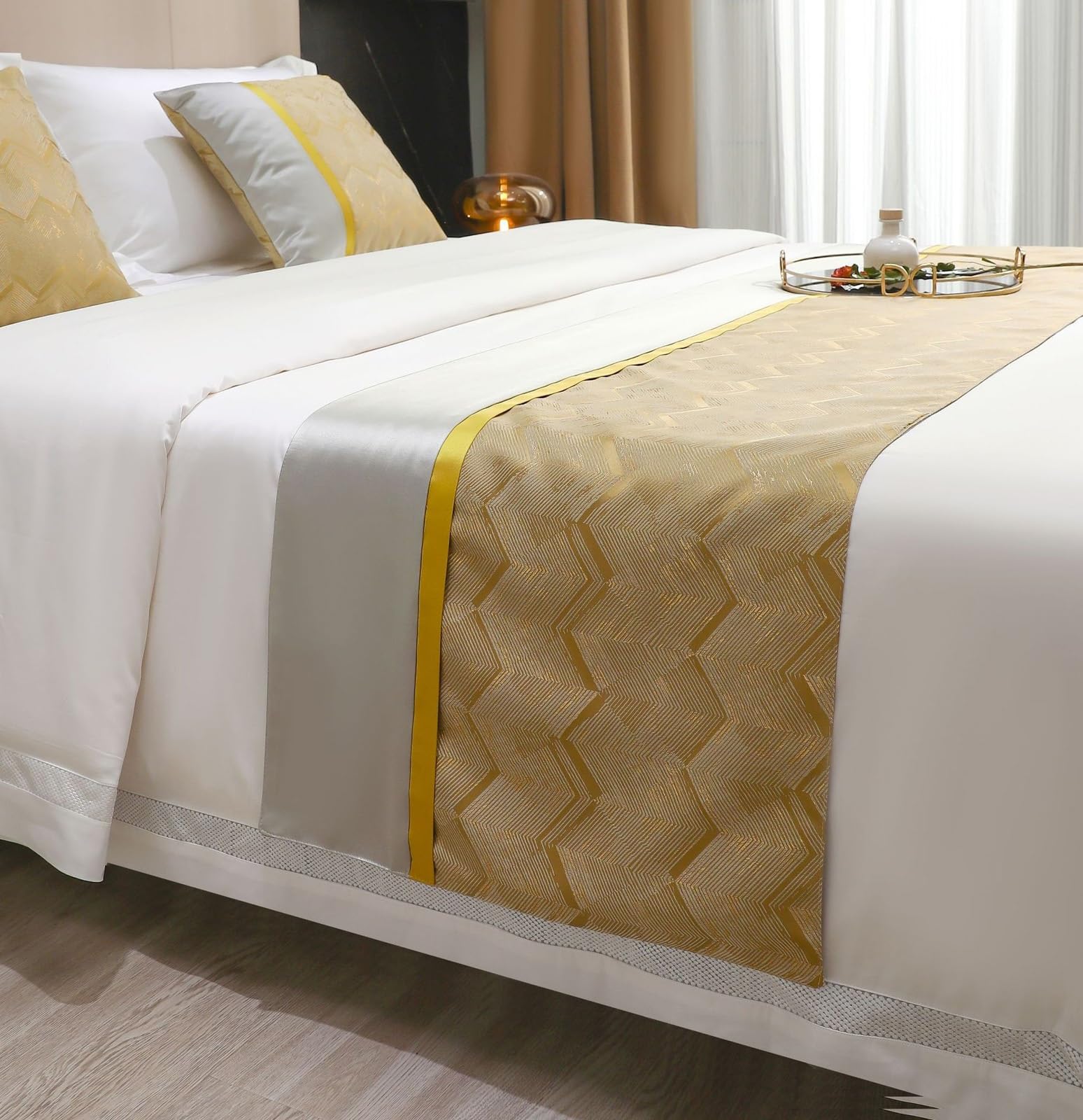 Couvre-lit les pieds patchwork jaune gris 240cm avec ensemble trois pièces jeté de lit
