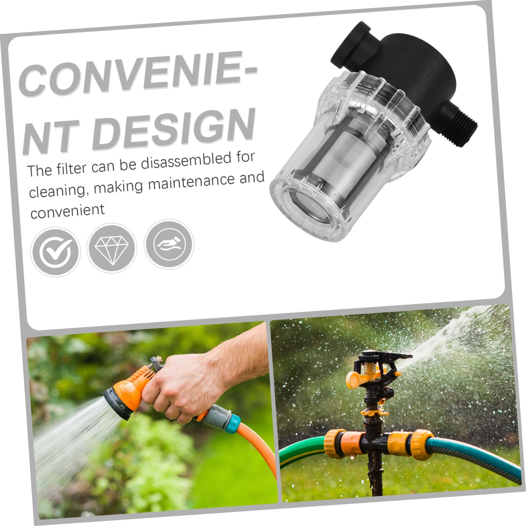 Kunststoff Wasserpumpenfilter mit Großem Durchfluss Kleiner Schlauchfilter zur Entfernung von Schmutzpartikeln für Gartenwasserpumpen und Reinigungsmaschinen