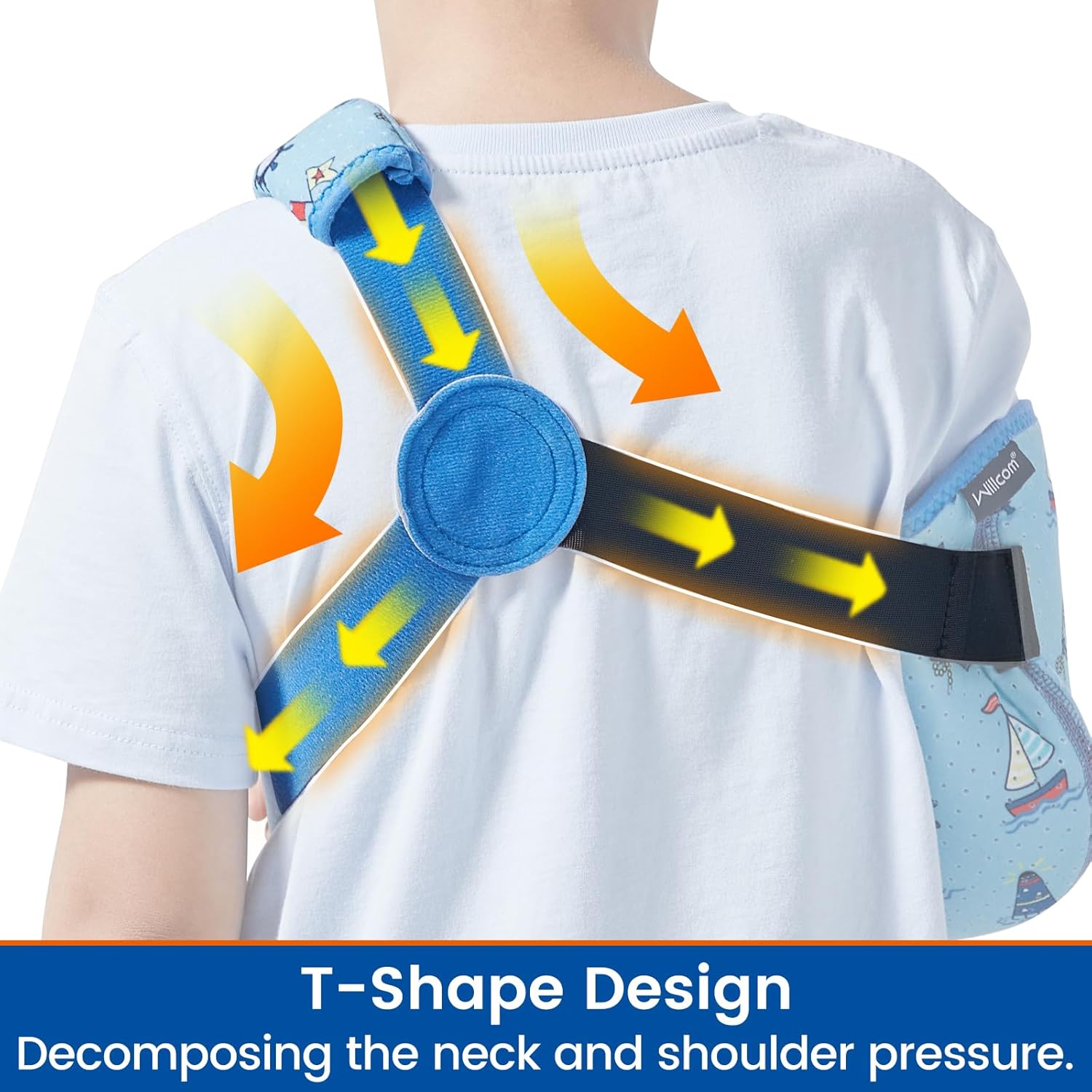 Kids Arm Shoulder Sling with Waist Strap, Immobilizer Brace Support for Broken Arm, Collarbone, Elbow, Wrist (Comfort Version, Right, XXS,19-23.5 inch) - Image 2