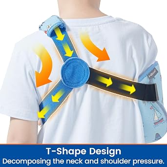 Child Arm Sling with Waist Strap, Kids Immobilizer Brace Support for Broken Arm, Collarbone, Elbow, Wrist (Comfort Version, Left, XS, 22.5-26 Inch)
