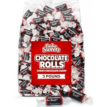 Chocolate Chewy Candy Rolls 3 Pound - Classic Cocoa Flavored Bite Size Taffy Candy, Soft & Chewy Bulk Treats for Parties & Treats