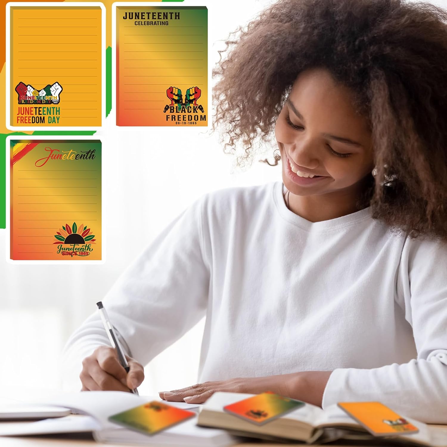 Resurhang 48 Pack Juneteenth Sticky Notes Bulk June 19th Inspirational Gifts for African American Heritage Festival June Nineteenth Freedom Day Party Supplies Work Study School Office