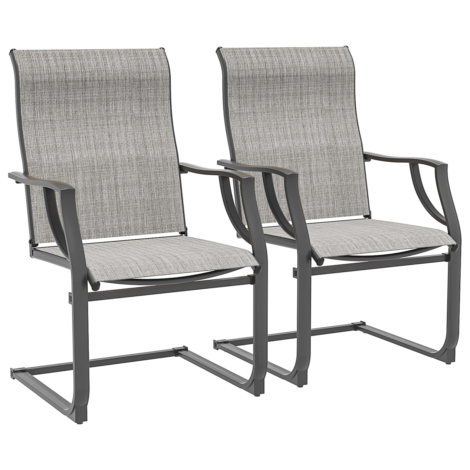AmopatioPatio Chairs Set of 2, Outdoor Dining Chairs for All Weather, Breathable Garden Outdoor Furniture for Backyard Deck, Grey & White