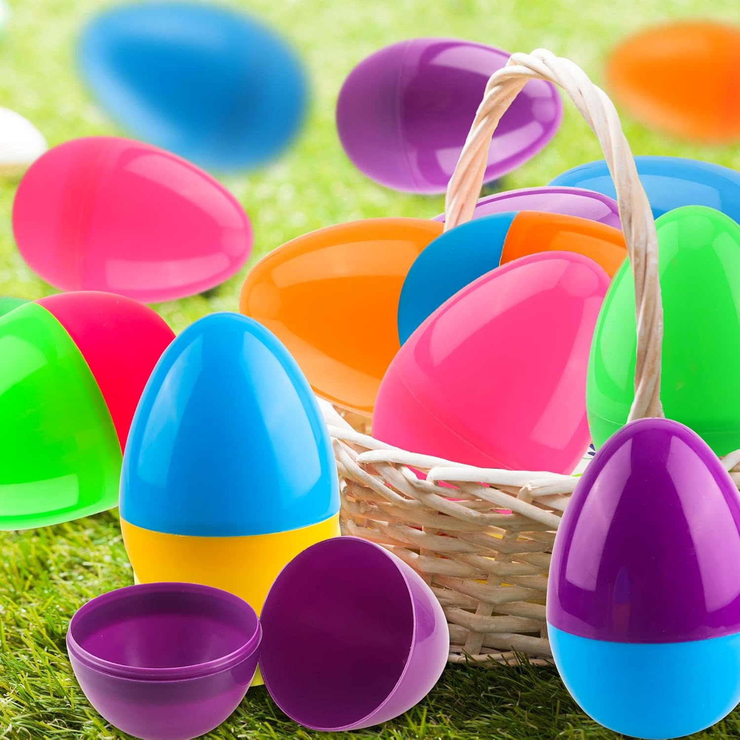 24 Pcs 6 Inch Large Easter Eggs Jumbo Plastic Fillable Easter Eggs Large Bright Easter Eggs for Basket Fillers Egg Hunt Easter Themed Party Supplies Decoration, 6 Colors