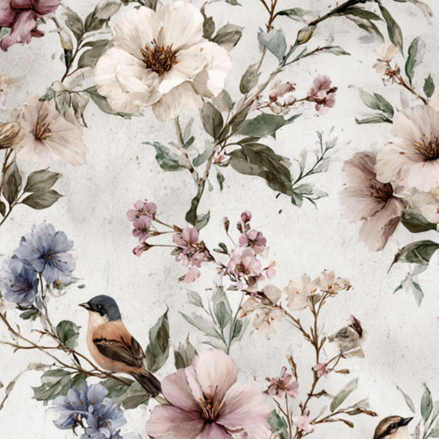 DERUINVAIO Self Adhesive Feature Removable Antique Watercolor Cottage Peel and Stick Vinyl Wallpaper Roll, Sticky Lining Paper for Bedroom, Living Room, Kitchen Walls