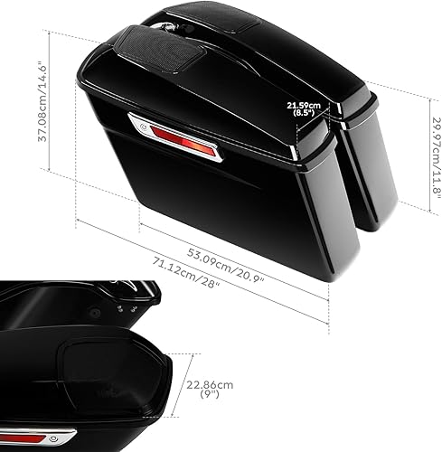 Miniatura 6 de TCMT Alforjas rígidas de 6 x 9 pulgadas, tapas y forros de alfombra para Harley Touring Road King Road Glide Street Glide Electra Glide Ultra