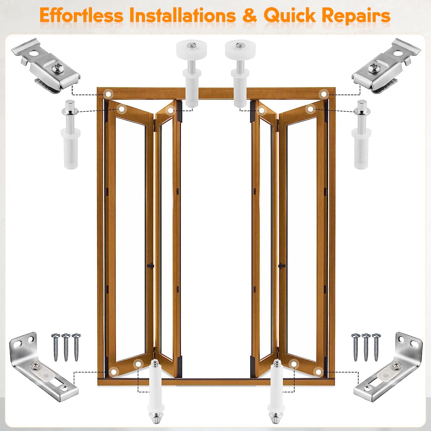 Sliding With Pivots And Guide Wheels 2-Pack Bifold Door Hardware Repair