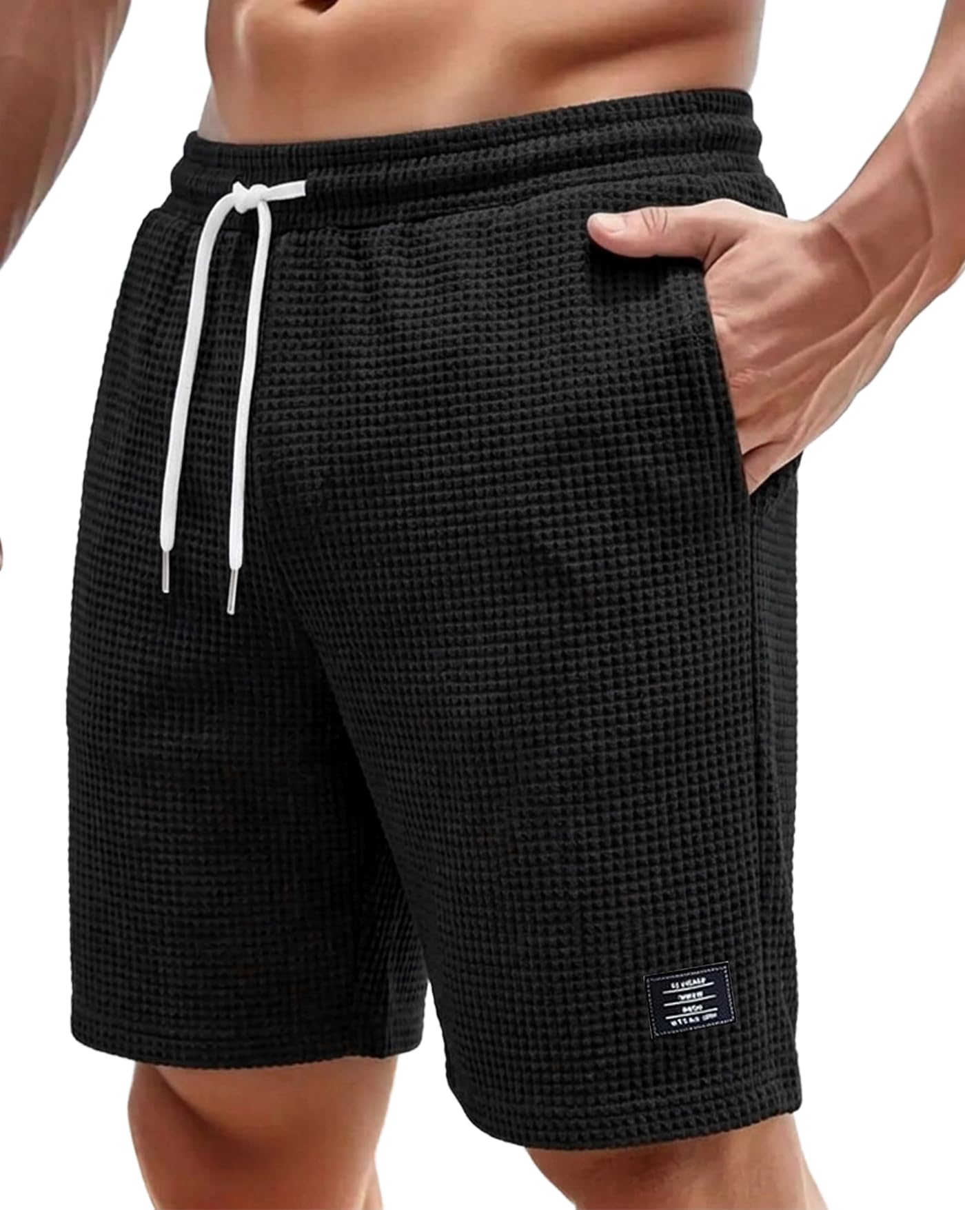 enitor Men Solid Drawstring Waist Casual Knee Length Boxers,Solid Men Beige Basic Short's-picture-27