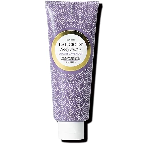 LaLicious Sugar Lavender Body Butter - Crema hidratante para cuerpo y piel con manteca de karité batida, vitamina E, extracto de pepino y aceite de