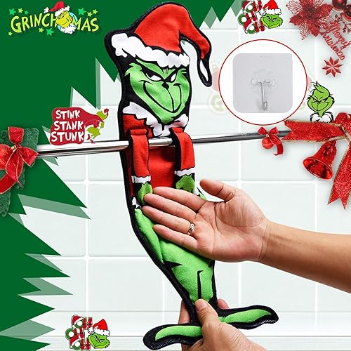 Divertidas toallas de mano de Navidad 2 en 1 para baño y cocina, toallas colgantes para gancho y toallero, paños decorativos de Feliz Navidad,