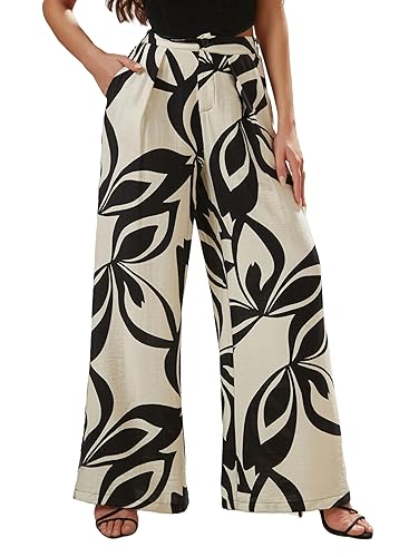 Women Elastic Waist Palazzo Wide Leg Zipper and Button Dress