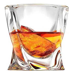 Kit Jogo 6 Copos De Vidro Whisky 300ml Gelo Quadrado Torcido