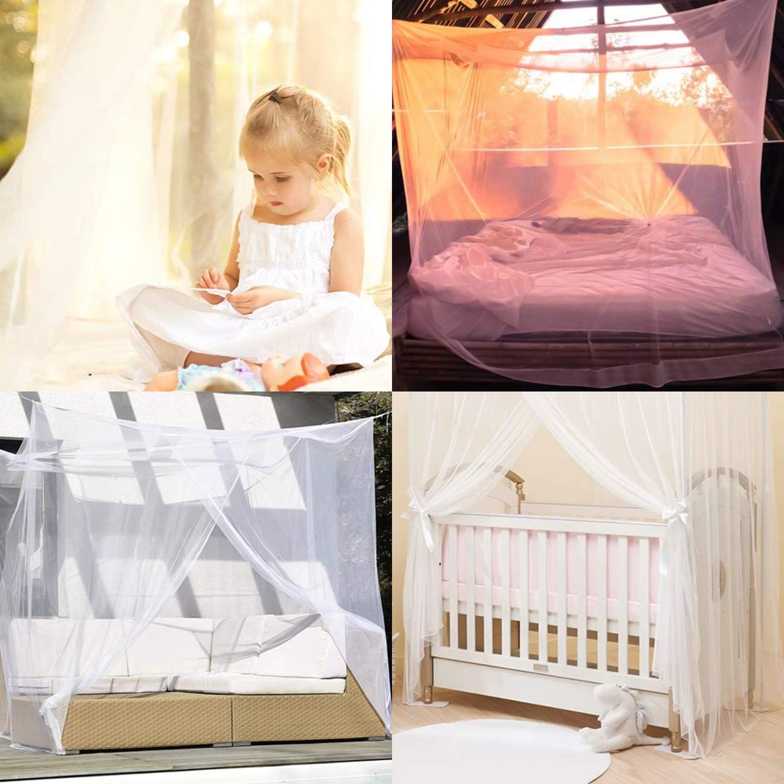 Zanzariera Letto,Zanzariera da principessa,baldacchino per letto matrimoniale (White)